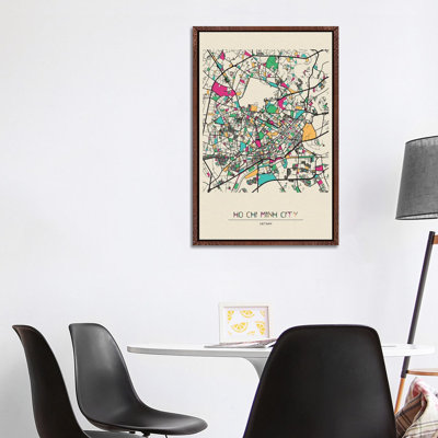 Ho Chi Minh City, Vietnam Map by Ayse Deniz Akerman - Floater Frame Gallery-Wrapped Canvas Giclée on Canvas