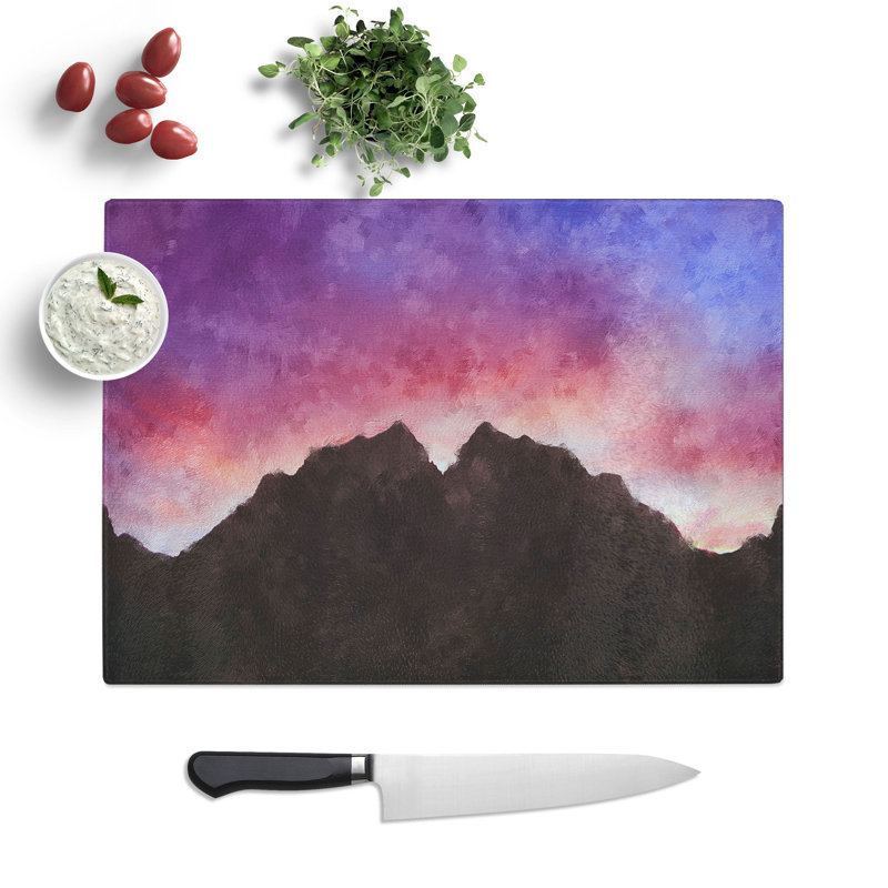 Tempered Glass Mountain Mirror Chopping Board, 28.5 cm x 39 cm