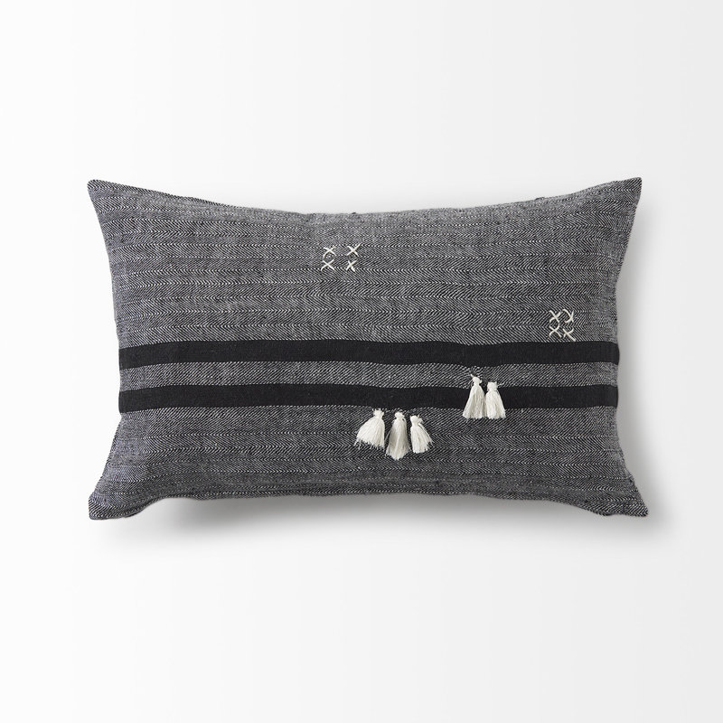 Housse de coussin décoratif gris foncé