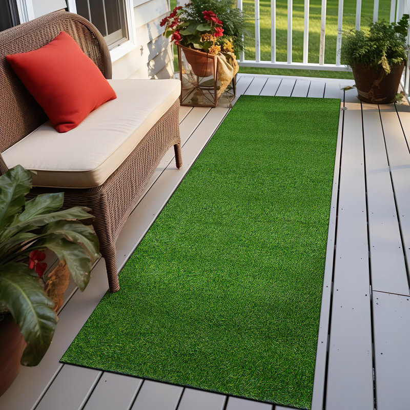 Brittannie Indoor/Outdoor Waterproof Artificial Grass Turf Rugs, Runner 2'7" x 12'