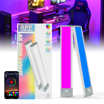Lumières intelligentes sous l'armoire 9,8 pouces RVB, lumières d'ambiance rechargeables de 8 couleurs pour l'application RVB Valentine