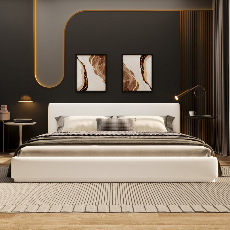 Lit rembourré doux et confortable. Centre de table luxueux et confortable, Grand lit