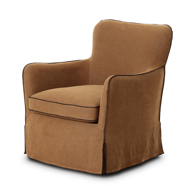 Devon Slipcover Swivel Chair-Broadway Dune, Broadway Gilt