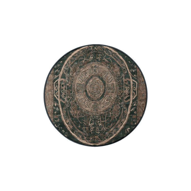 Machine Washable Gray Area Rug, Round 7'