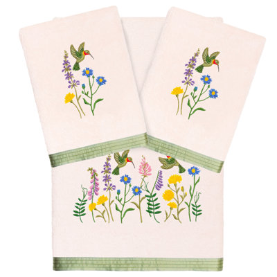 Linum Home Textiles 100% Turkish Cotton HADA 3PC Embellished Towel Set