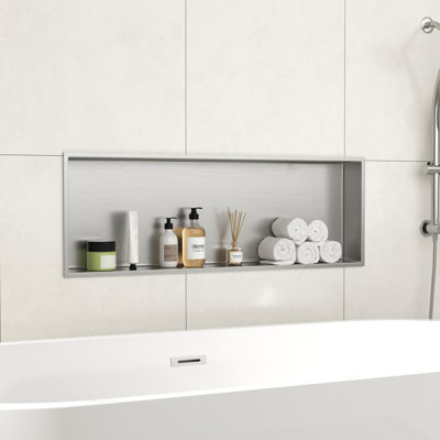 L 36 po x H 12 po Rectangle rectangulaire sans carrelage encastré Niche de douche encastré 304 en acier inoxydable pour salle de bain / cuisine / salon / rangement