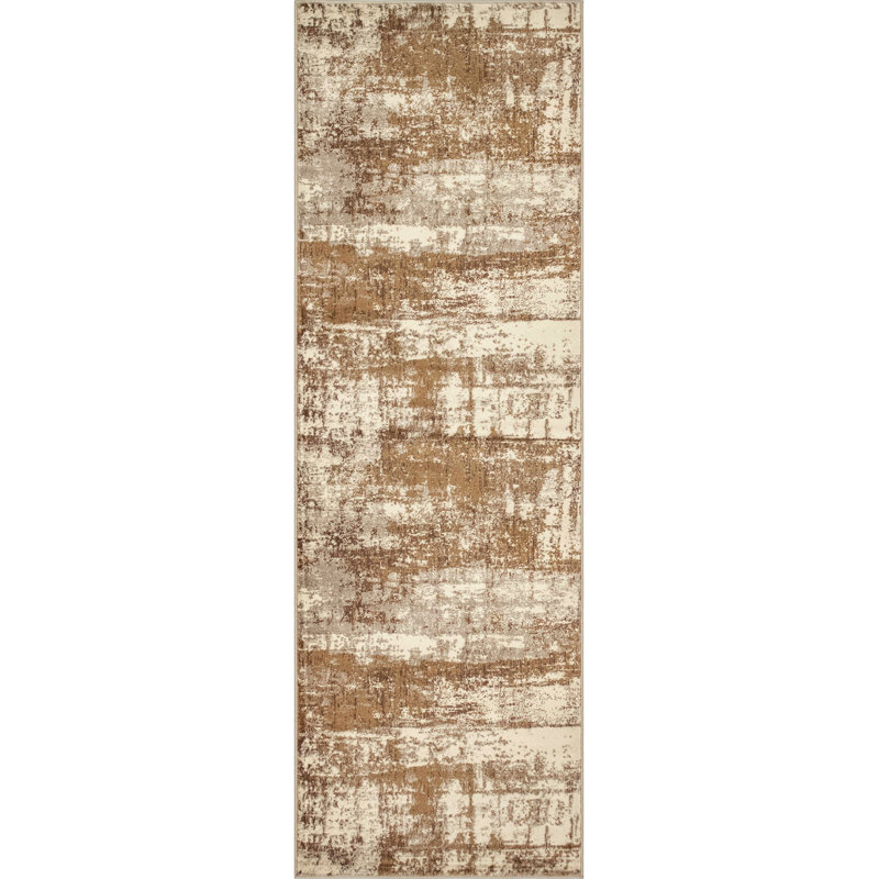 Tapis abstrait brun Kelson, Tapis de couloir 2 pi 2 po x 6 pi