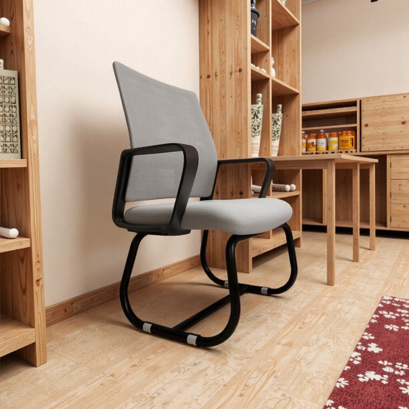 Modern Ergonomic Office Chair With Breathable Back - 17.5" H X 21.5" W X 17" D Compact Frame, Gray, Black