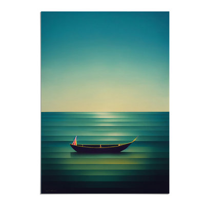 Boat on a Striped Ocean - Wall Art