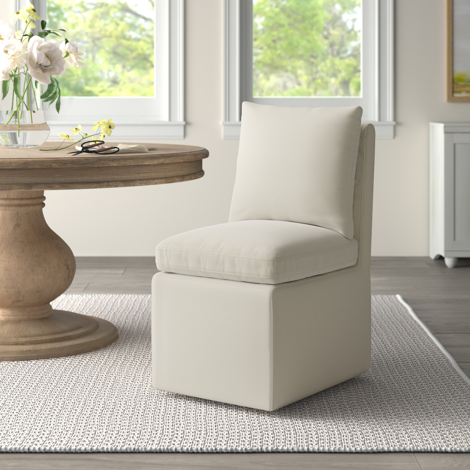 Alayaa Linen Dining Chair, Bella Beach Performance Velvet