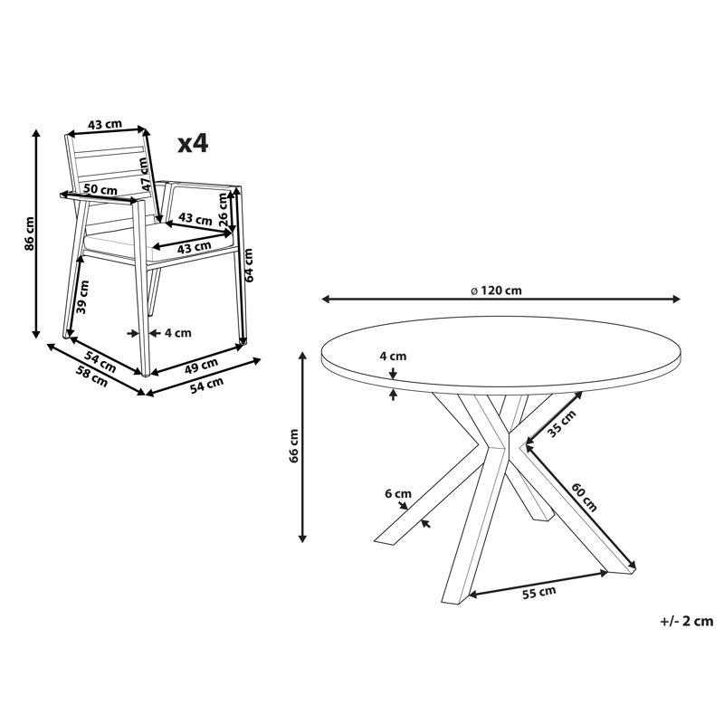 Elyria 4 - Person Patio Dining Set with Round Table , Cushions Included, White