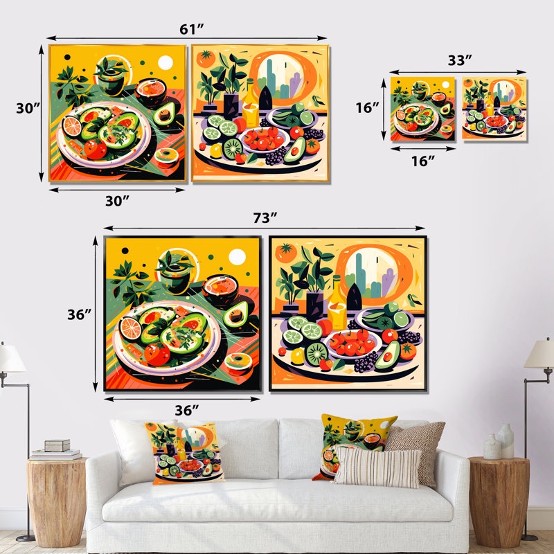 «Green and Red Avocado In Mexico I», ensemble de 2 décorations murales, Toile tendue, H 16 po x l 33 po x P 1 po