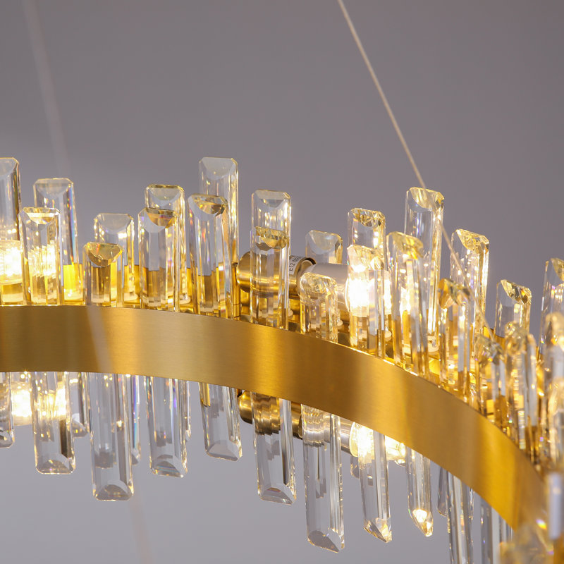 Lustre en cristal Marais, H 9,8 po x l 31,5 po x P 31,5 po, Doré