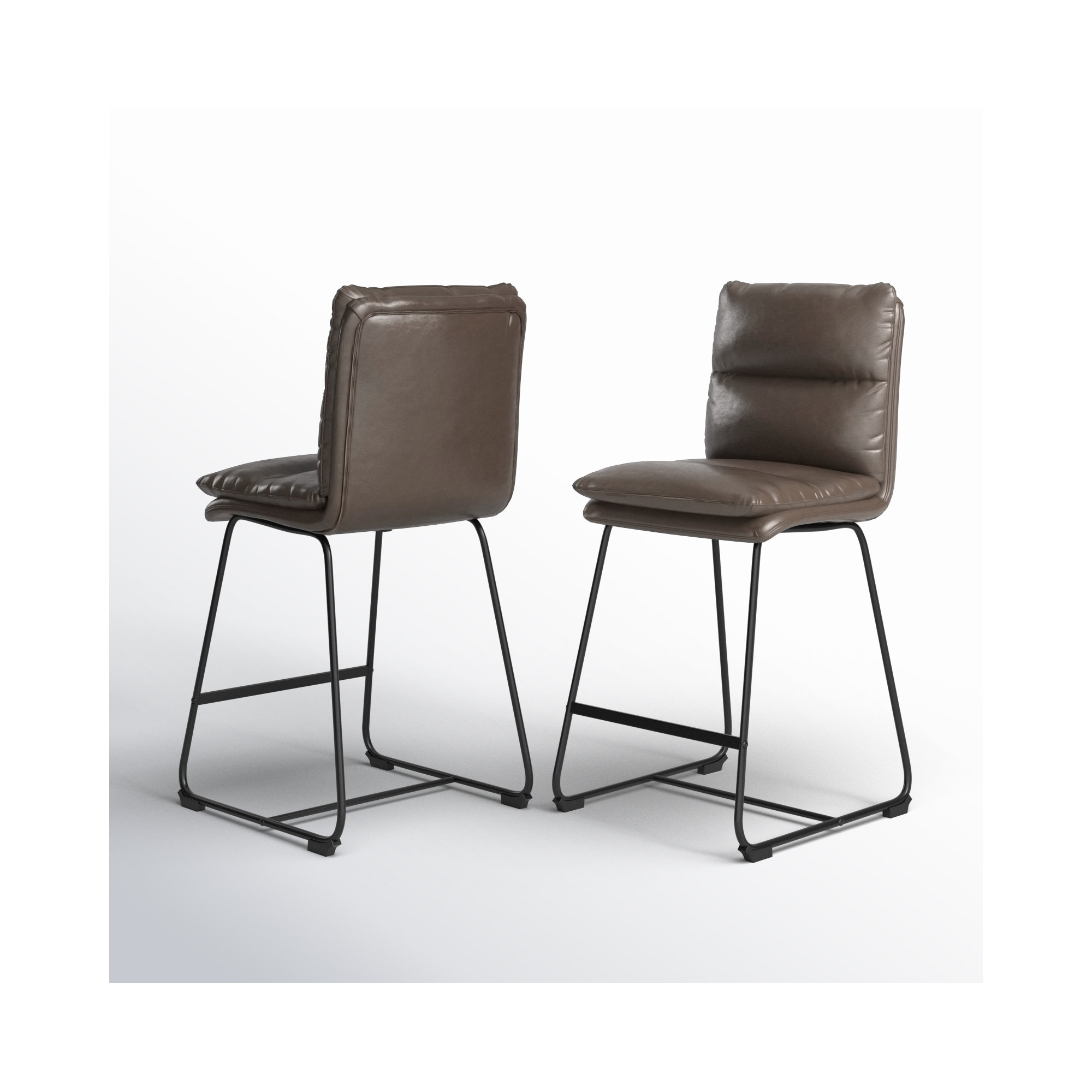 Volana Bar & Counter Stool, Brown Faux Leather, Counter Stool (26.5" Seat Height)