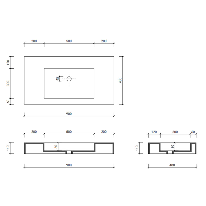 Lavabo à surface solide 35 po - Blanc mat, style piédestal et teinture - Grattage de bassin contemporain - Fabrication