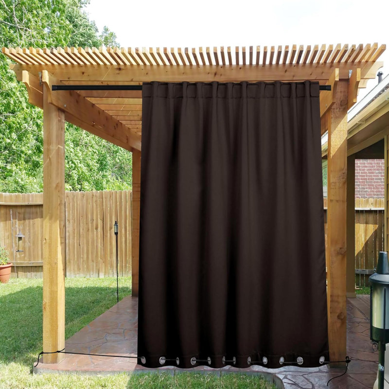 Rideaux d'extérieur pour patio imperméables et coupe-vent avec œillets et languette arrière sur les rideaux isolants et isolants pour le soleil avec corde pour terrasse