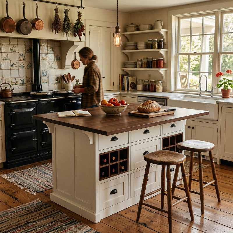 71" W Kitchen Island With Leaf