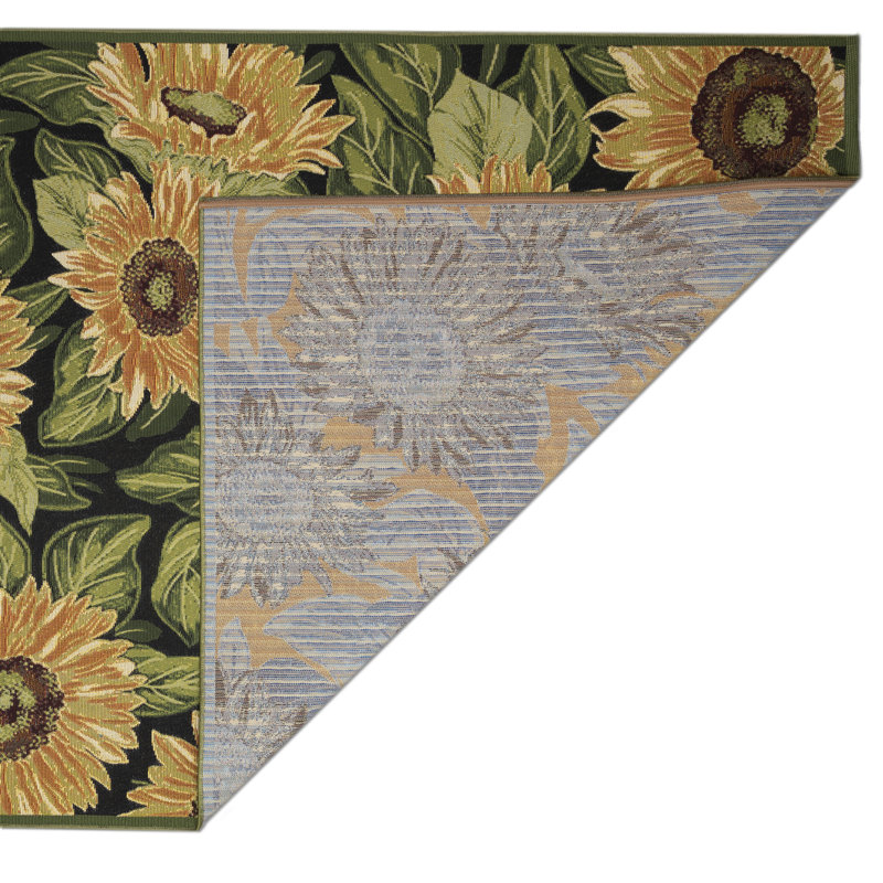 Tapis intérieur / extérieur Akera Sunflowers, Rectangle 3 pi 3 po x 4 pi 11 po