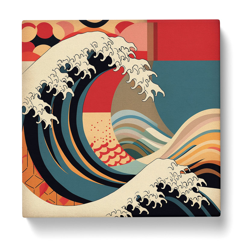 Japanese Wave Bauhaus No.1 - Wrapped Canvas, 35cm H x 35cm W x 3cm D