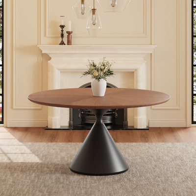 Suzzie 47" Pedestal Solid walnut Round Dining Table 