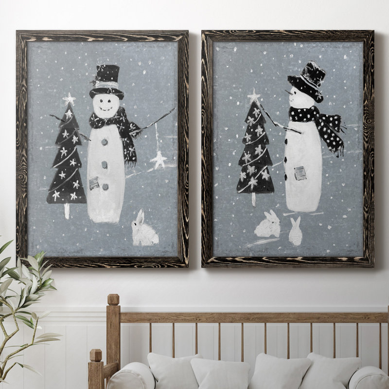«Snowman Galvanized I», ensemble de 2 reproductions, Pas de tapis, H 31,5 po x l 47 po x P 1,5 po