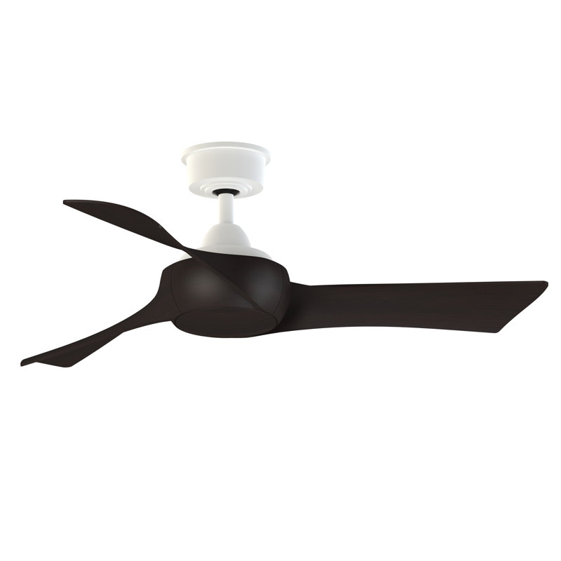 Wrap Custom 44 inch Indoor/Outdoor Ceiling Fan - Matte White with Dark Walnut blades, Dark Walnut, Matte White