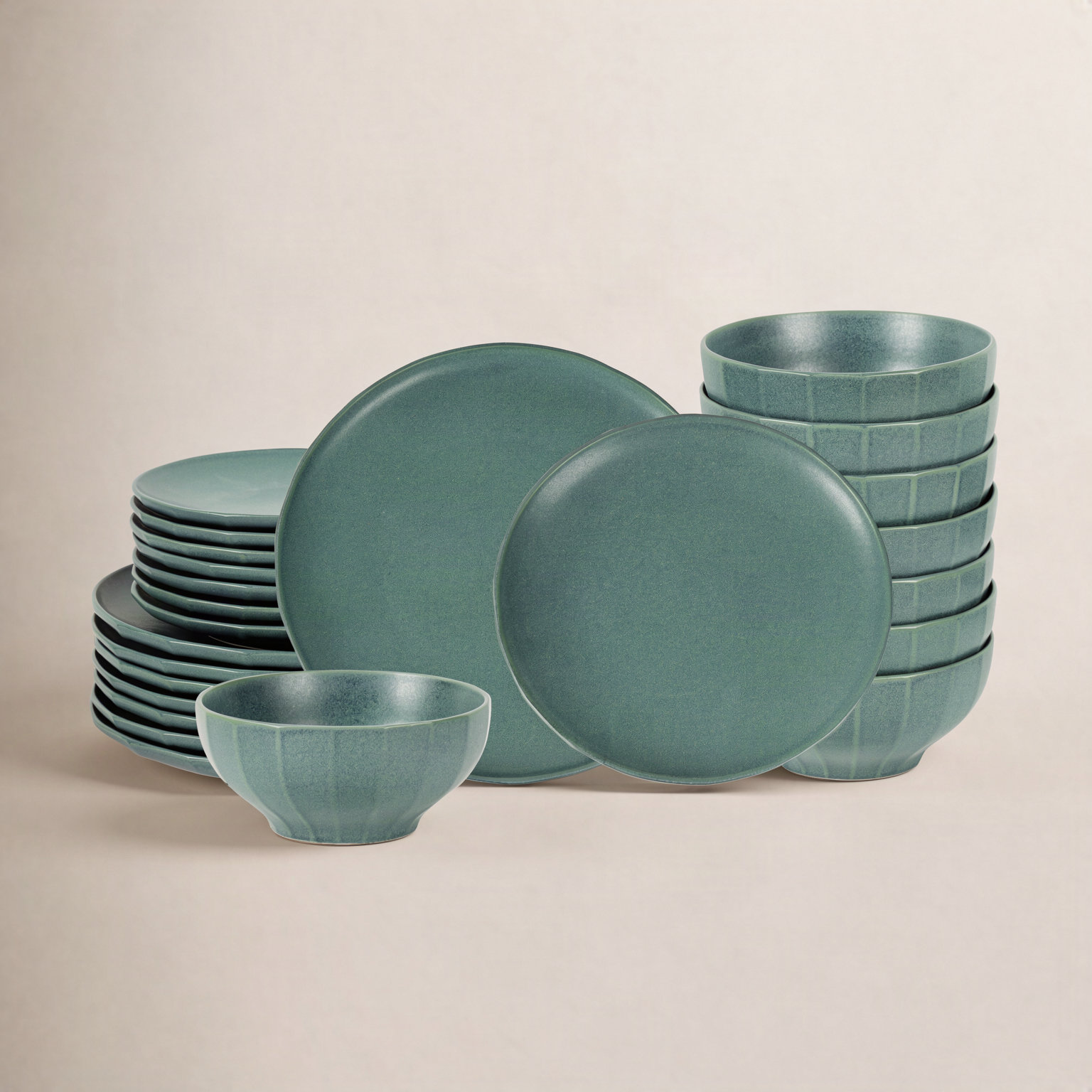 Rio Stoneware Dinnerware Set, Green