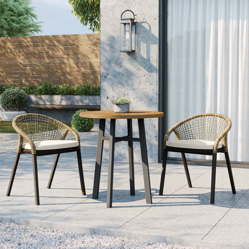 Ensemble repas d'extérieur 2 personnes L 27,5 po Modway Meadow, Blanc