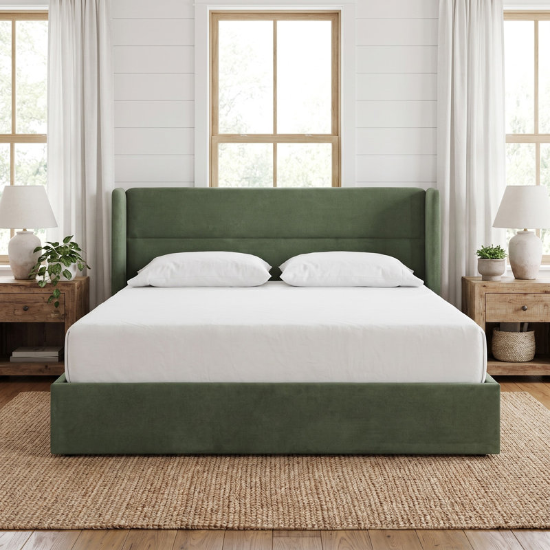 Gaillarde Hydraulic Lift Up Storage Upholstered Platform Bed, Hunter Green, King