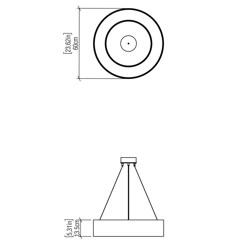 1 - Light LED Pendant, 5.27" H x 23.4" W x 23.4" D, Imbuia