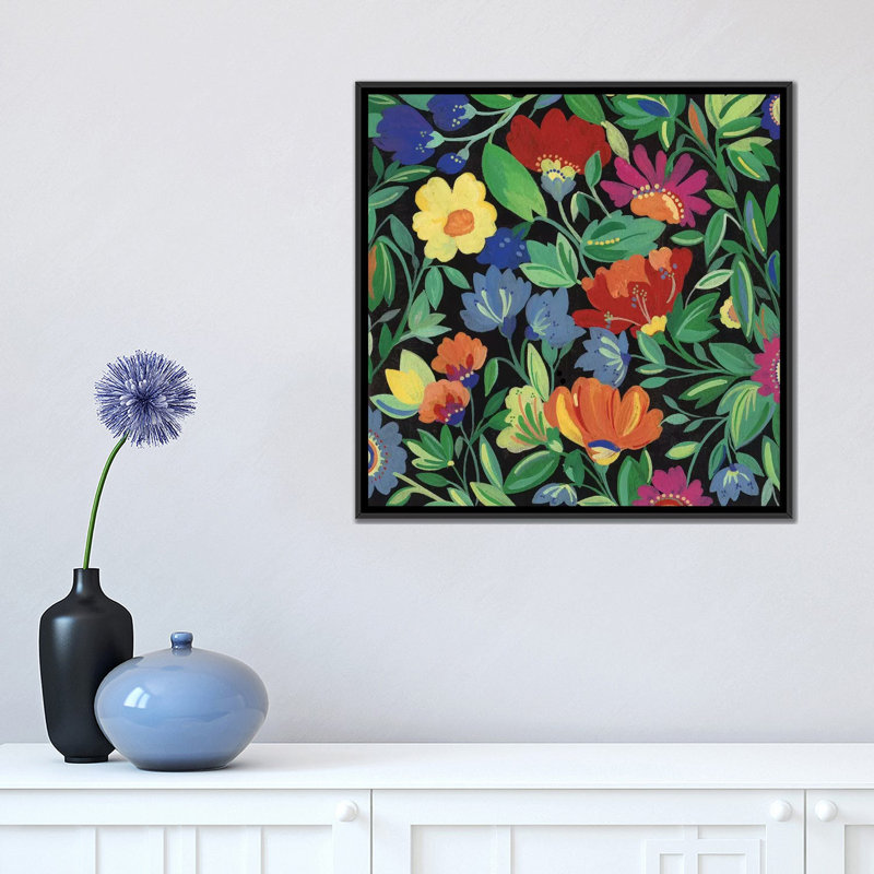 «Jamaican Garden», reproduction sur toile, H 18 po x l 18 po x P 1,5 po, Toile avec cadre noir, Pas de tapis