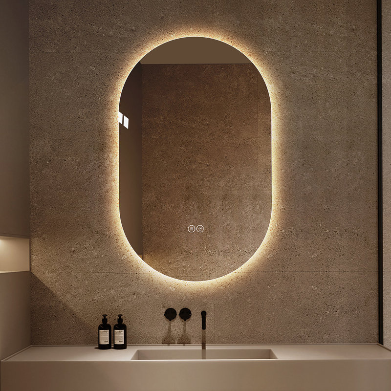 Miroir de salle de bain 48 po x 30 po à fixation murale à DEL avec écran tactile antibrouillard, miroir de coiffeur