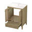 Meuble-lavabo de salle de bain 24 po avec lavabo en céramique, armoire de rangement en rotin avec deux portes et un tiroir, cadre, naturel (OLD SKU: JL000008AAD)