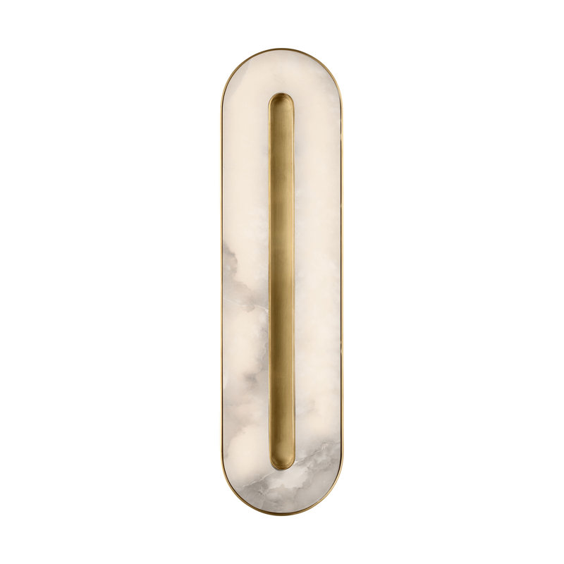 Wyllis LED Flush Mounted Sconce, 18" H x 2.6" W x 4.7" D, Hand Rubbed Antique Brass