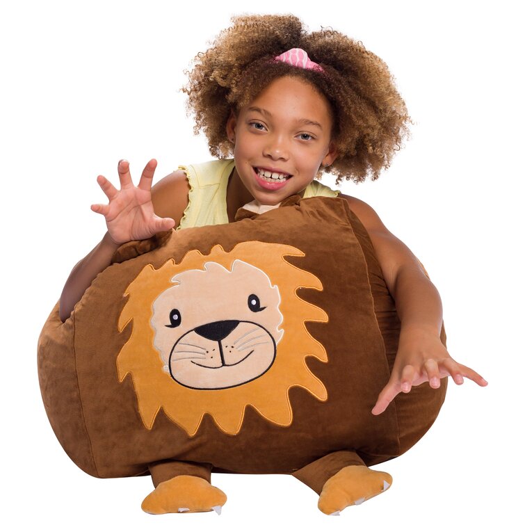 Posh Creations Stuffed Animal Storage Bean Bag Chair Cover Only Toy Holder and Organizer for Kids, Large-24 inch, Bear - Brown