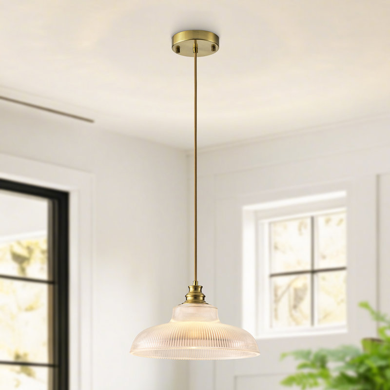 Luminaire suspendu en dôme 1 lumière, Doré