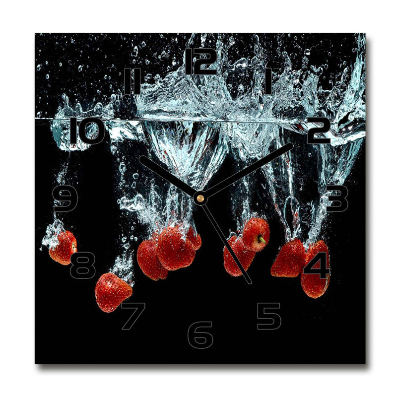 Harolda Glass Wall Clock, Black/Red