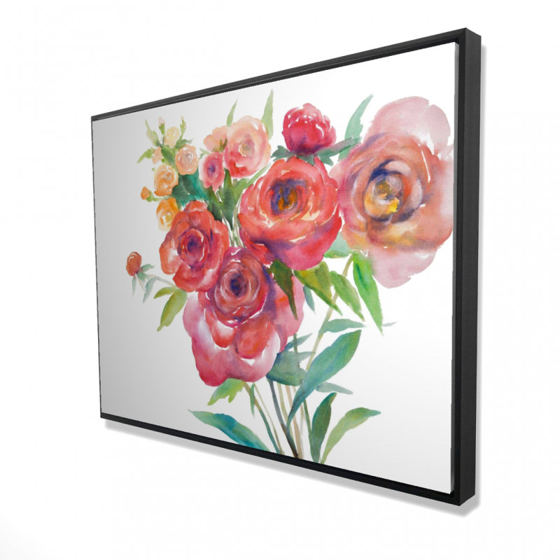 Aquarelle, bouquet de fleurs, reproduction sur toile