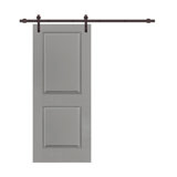 36 In. X 80 In. Light Grey Painted Finished Composite MDF 2 Panel Interior Sliding Barn Door With Hardware Kit