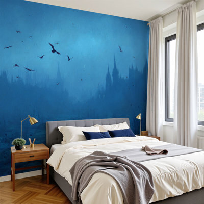 Peel and Stick Wallpaper Dark Academia Gothic Halloween Vintage Haunted House Goth Spooky Dark Wall Murals 100"H x 144"W Removable PVC Wall Paper Self-Adhesive Wall Decor for Bedroom Living Room Home Office