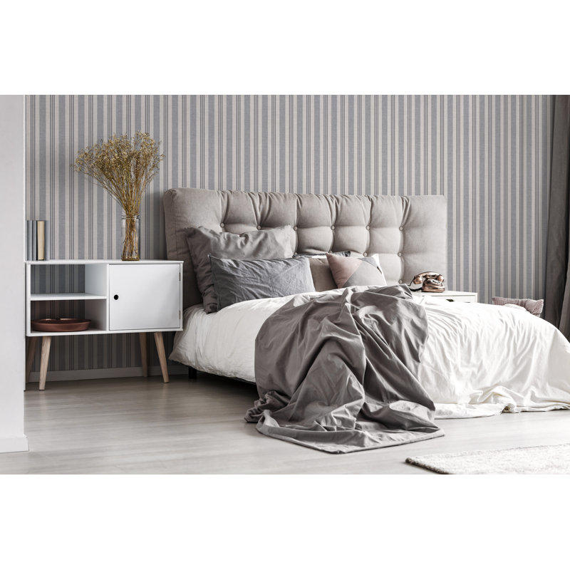 Superfresco Slate Grey Soft Ticking Stripe Wallpaper