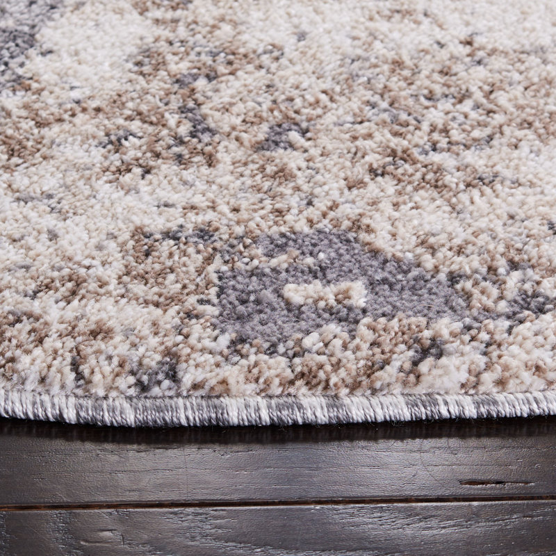Tapis ivoire / gris Mauro, Rond 6 pi 7 po