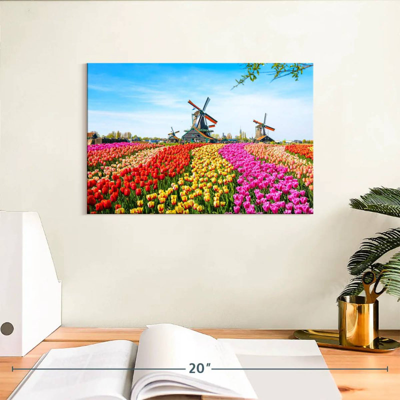Harnek Windmills Beyond Tulips, H 8 po x l 12 po