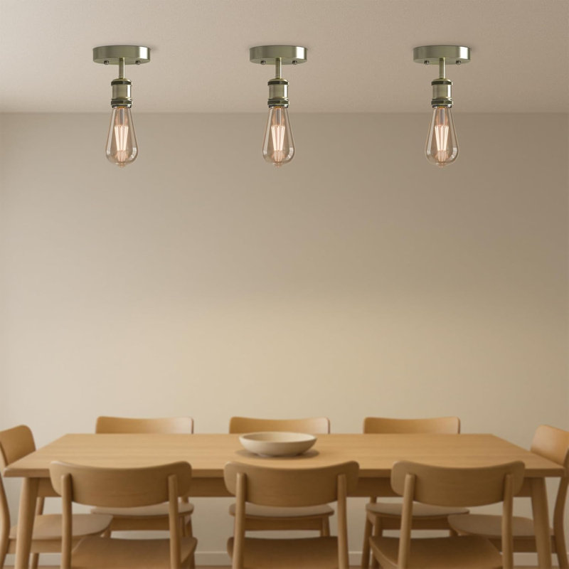Semi Flush Mount, Green Brass