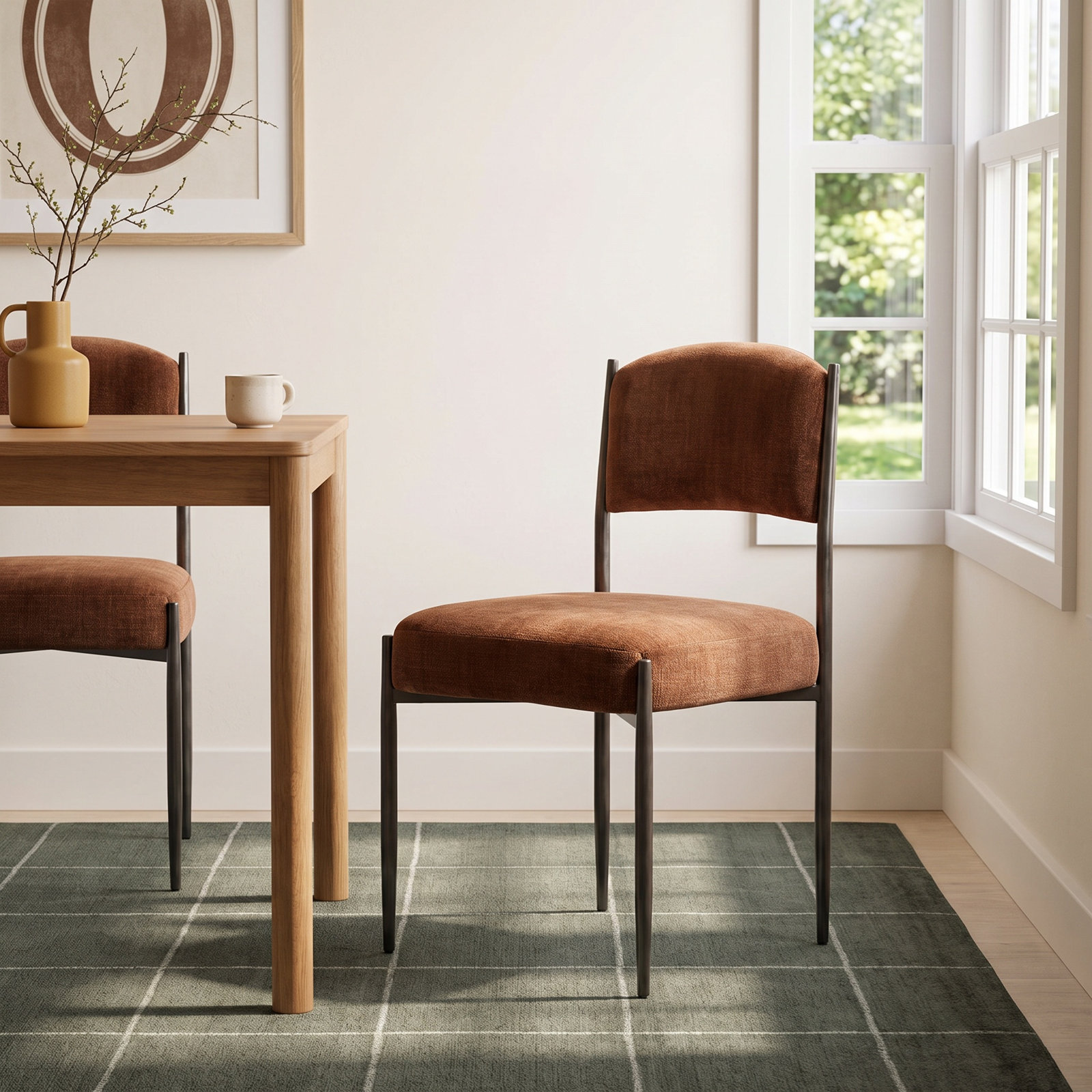 Makani Genuine Leather Side Chair, Altair Sienna