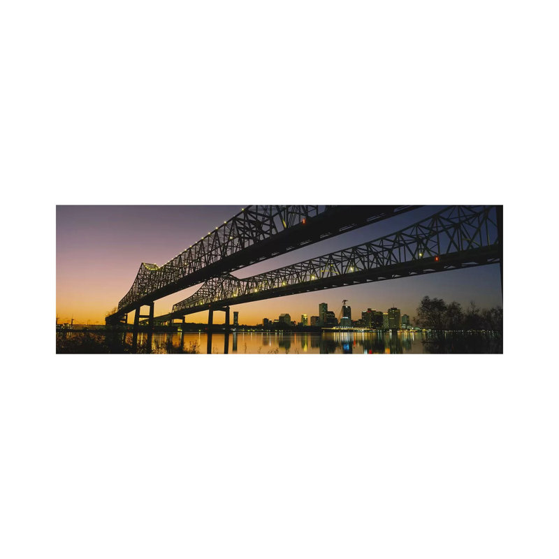 Low Angle View of a Bridge Across a River, New Orleans, Louisiana, USA 1 Piece Wrapped Canvas Panoramic Wall Art