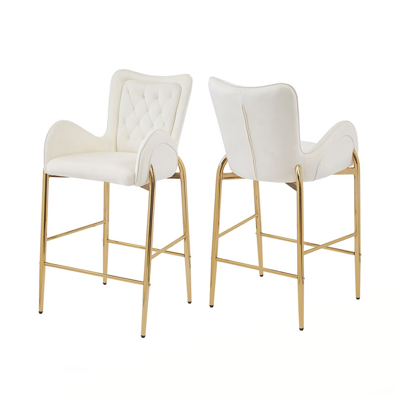Ensemble de 2 tabourets de comptoir modernes en métal avec dossier et repose-pieds, parfaits pour la cuisine et la maison