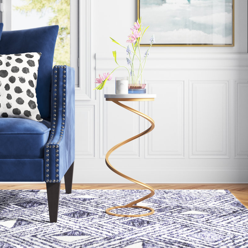 Lorelai Marble Top End Table, Gold