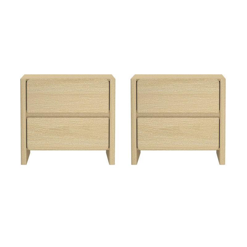 Table de chevet moderne 24 po avec 2 tiroirs Linda, Chêne naturel