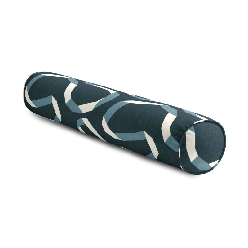 Vento Ribbon Bolster Pillow, 8" x 24", Gray/Orange